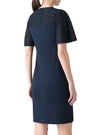 Dot Lace Flutter-Sleeve Dress