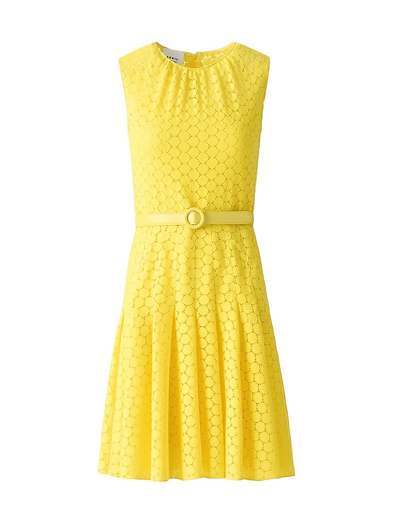 Dot Lace Belted Dress