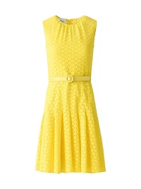 Dot Lace Belted Dress
