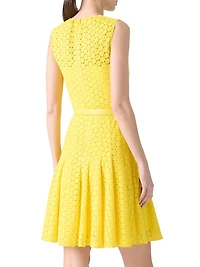 Dot Lace Belted Dress