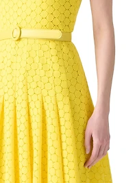 Dot Lace Belted Dress