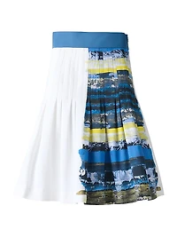 Printed Cotton Pleated Knee-Length Skirt