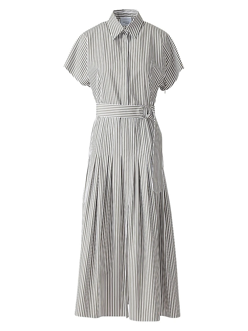 Stripe Belted Cotton Shirtdress