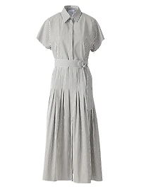 Stripe Belted Cotton Shirtdress