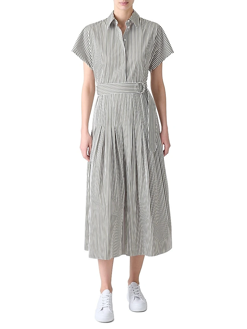 Stripe Belted Cotton Shirtdress