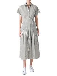 Stripe Belted Cotton Shirtdress