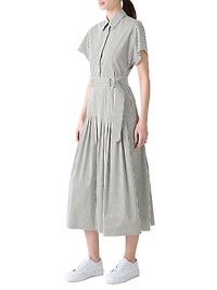 Stripe Belted Cotton Shirtdress