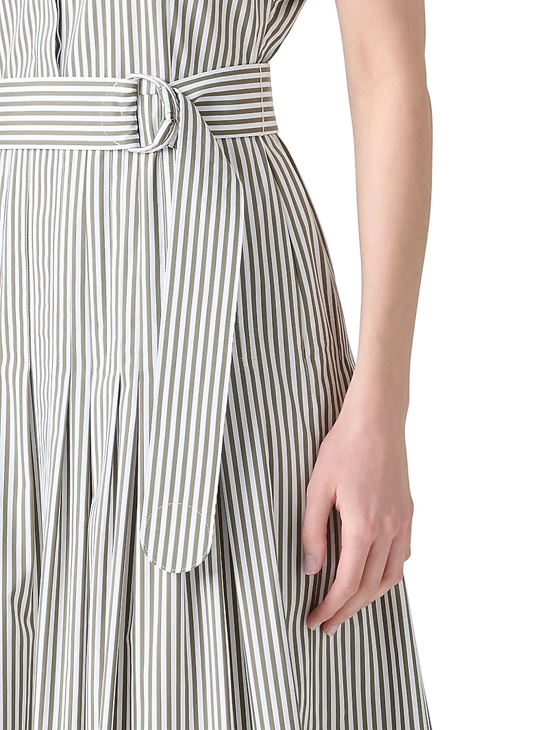 Stripe Belted Cotton Shirtdress