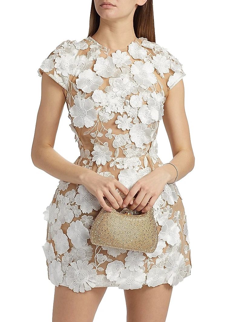 Jasmine Cap-Sleeve Floral Lace Minidress