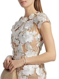 Jasmine Cap-Sleeve Floral Lace Minidress