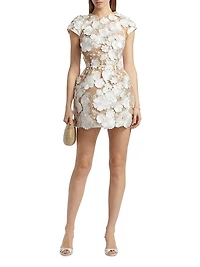 Jasmine Cap-Sleeve Floral Lace Minidress