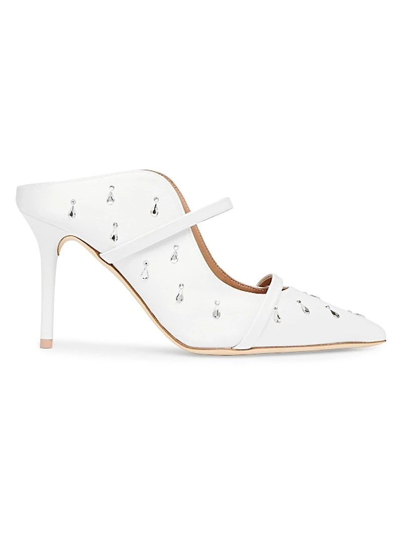 Maureen 85MM Crystal-Embellished Satin Mules