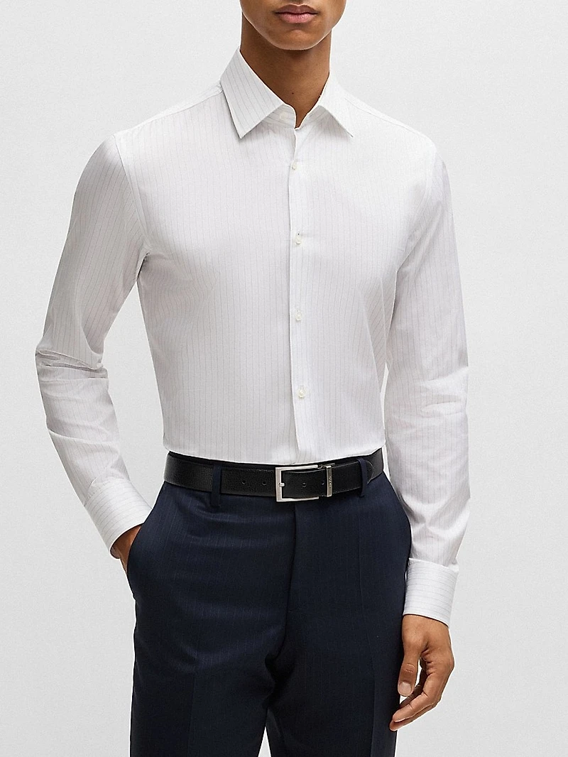 Slim Fit Shirt Striped Cotton Twill
