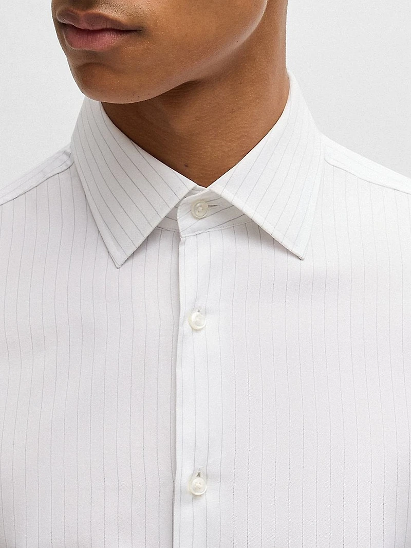 Slim Fit Shirt Striped Cotton Twill