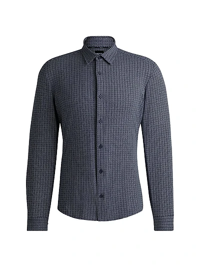 Slim-Fit Shirt Printed Performance Stretch Jersey