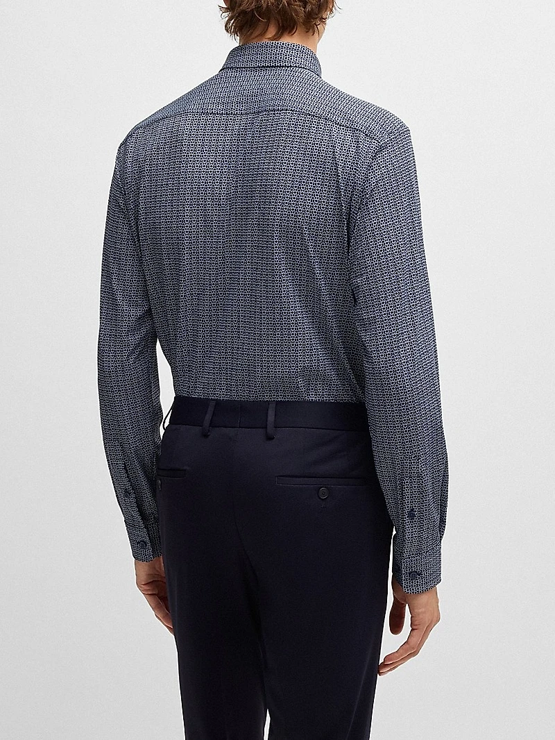 Slim-Fit Shirt Printed Performance Stretch Jersey