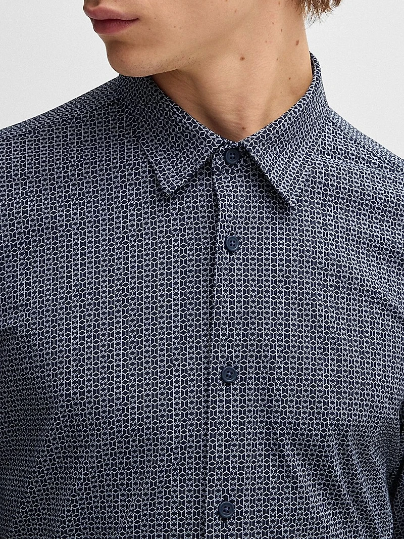 Slim-Fit Shirt Printed Performance Stretch Jersey