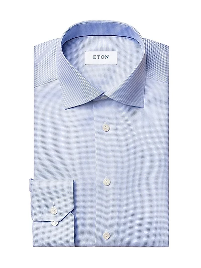 Contemporary-Fit Houndstooth Cotton Shirt