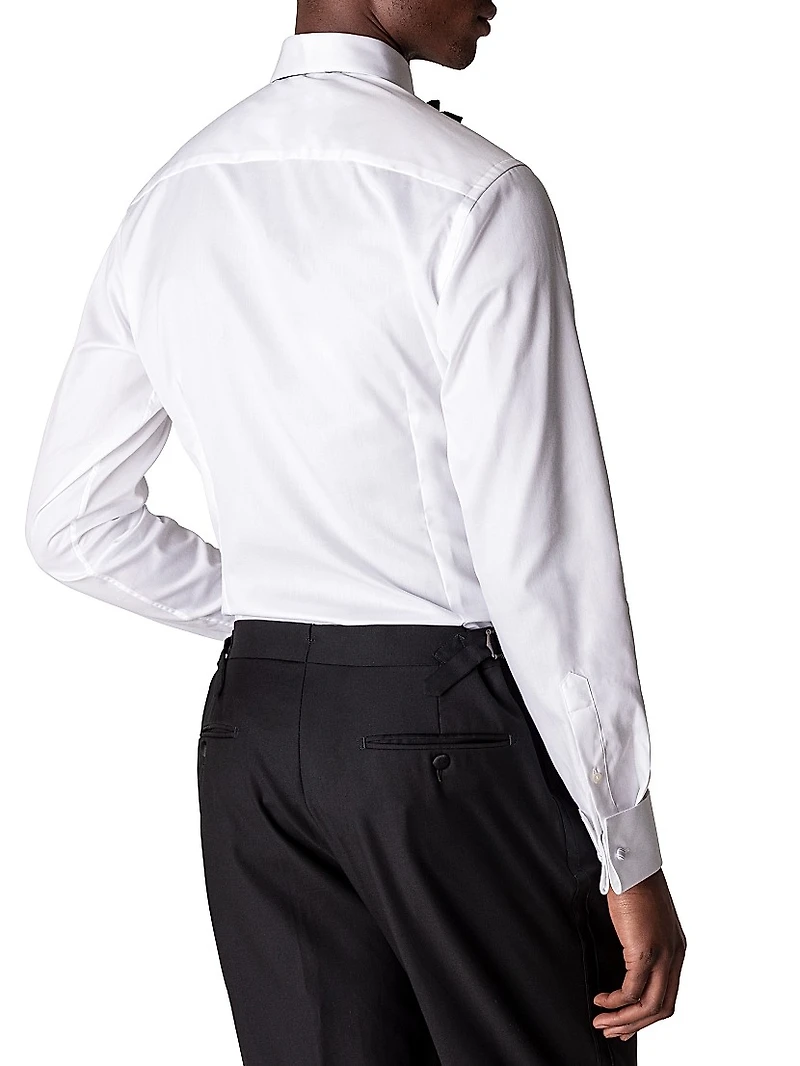 Slim-Fit Fly Front Twill Tuxedo Shirt