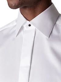 Slim-Fit Fly Front Twill Tuxedo Shirt