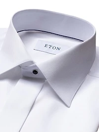 Slim-Fit Fly Front Twill Tuxedo Shirt