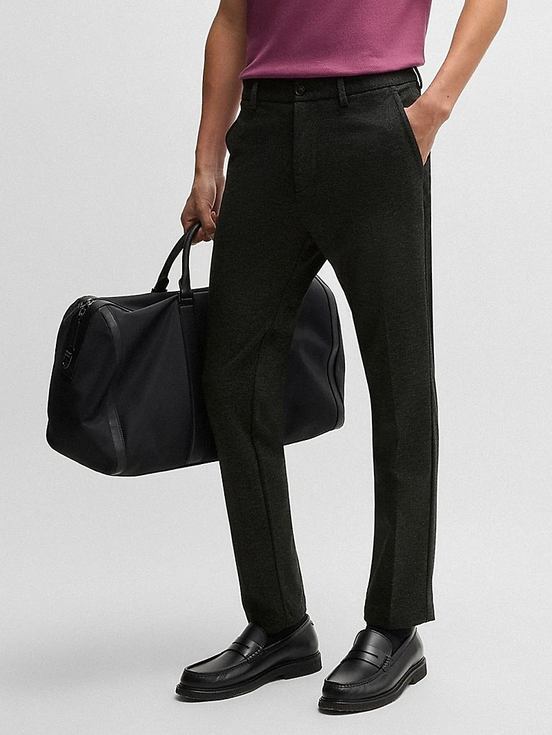 Slim Fit Trousers Salt and Pepper Stretch Jersey