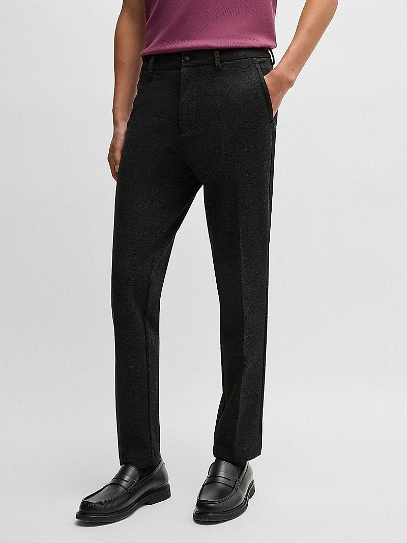 Slim Fit Trousers Salt and Pepper Stretch Jersey