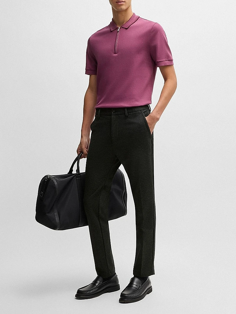 Slim Fit Trousers Salt and Pepper Stretch Jersey