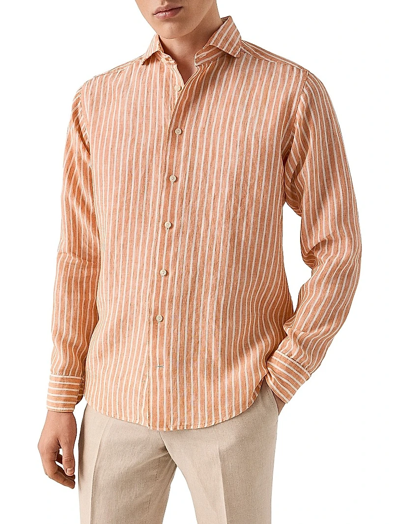 Slim-Fit Striped Linen Shirt