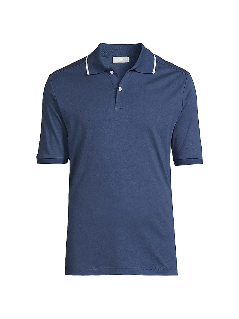 Tipped Collar Jersey Polo Shirt