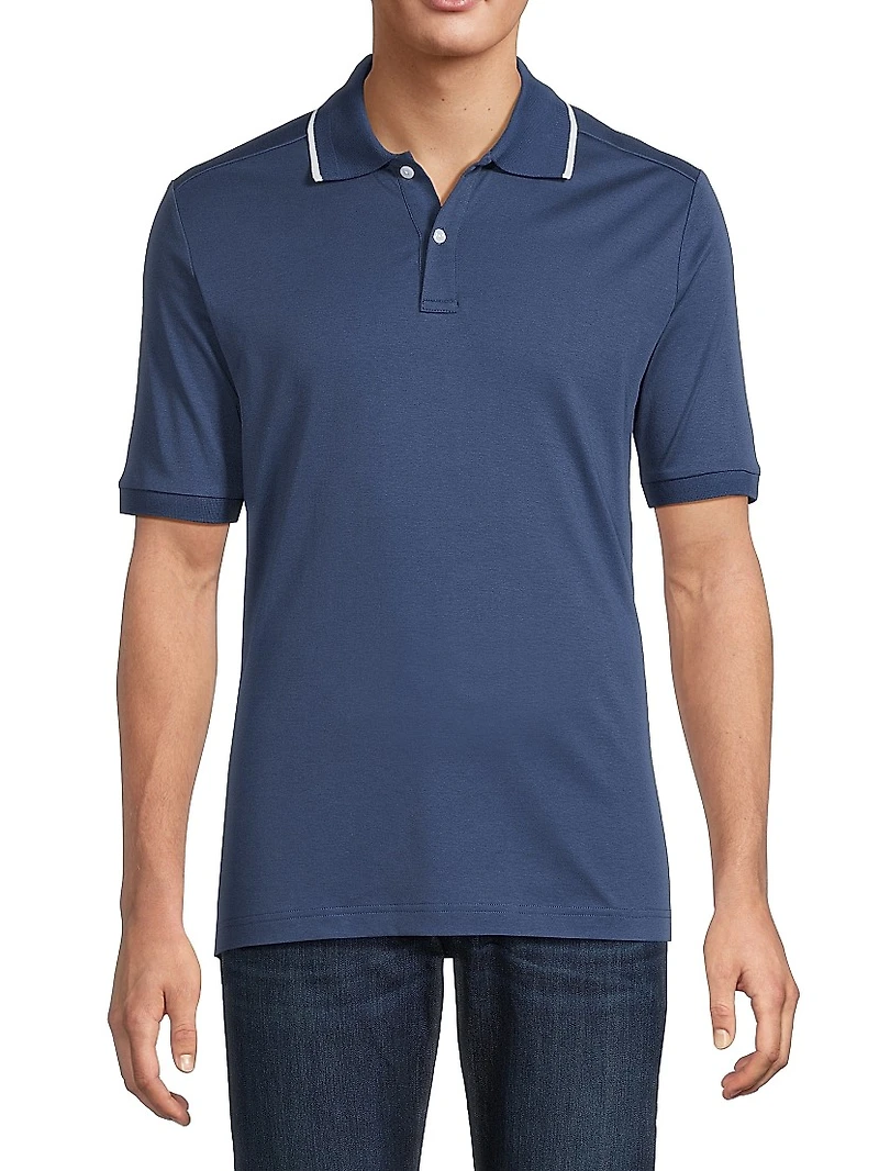 Tipped Collar Jersey Polo Shirt