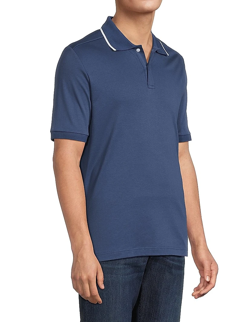 Tipped Collar Jersey Polo Shirt
