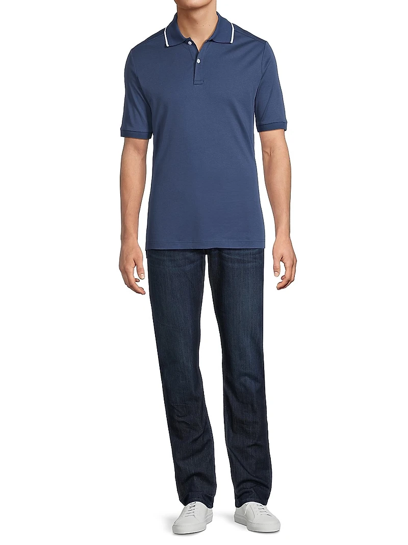Tipped Collar Jersey Polo Shirt