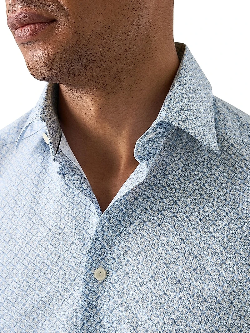 Contemporary-Fit Geometric Cotton Shirt