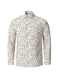 Sangria Print Contemporary-Fit Linen Shirt