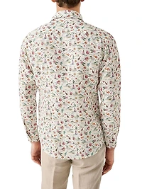 Sangria Print Contemporary-Fit Linen Shirt