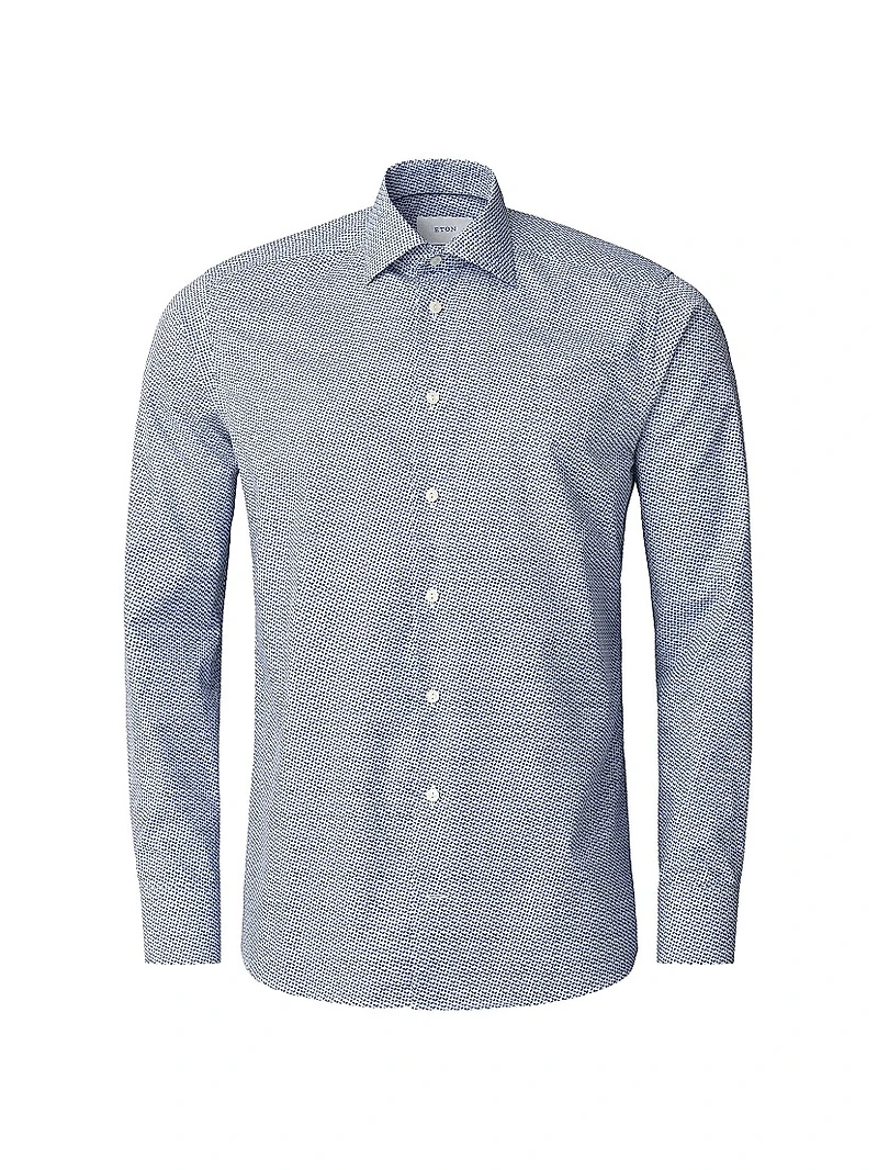 Slim-Fit Micro Geometric Button-Front Shirt
