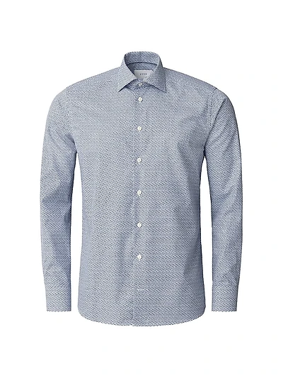 Slim-Fit Micro Geometric Button-Front Shirt