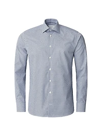 Slim-Fit Micro Geometric Button-Front Shirt