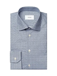 Slim-Fit Micro Geometric Button-Front Shirt