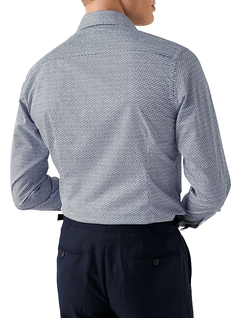 Slim-Fit Micro Geometric Button-Front Shirt