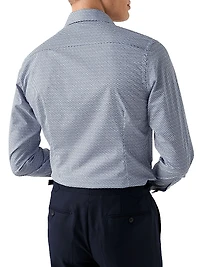 Slim-Fit Micro Geometric Button-Front Shirt
