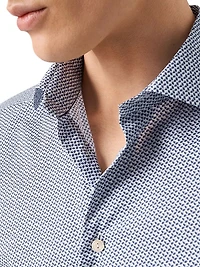 Slim-Fit Micro Geometric Button-Front Shirt
