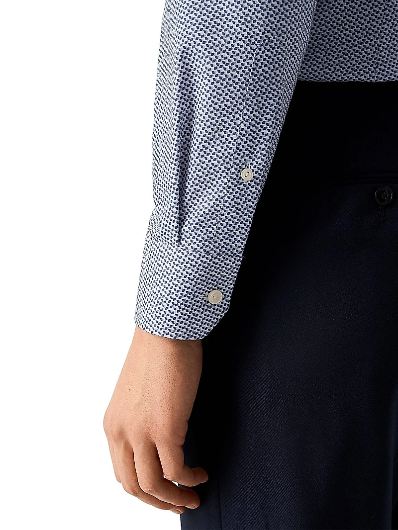 Slim-Fit Micro Geometric Button-Front Shirt