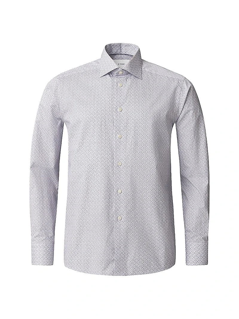 Slim-Fit Geometric Button-Front Shirt