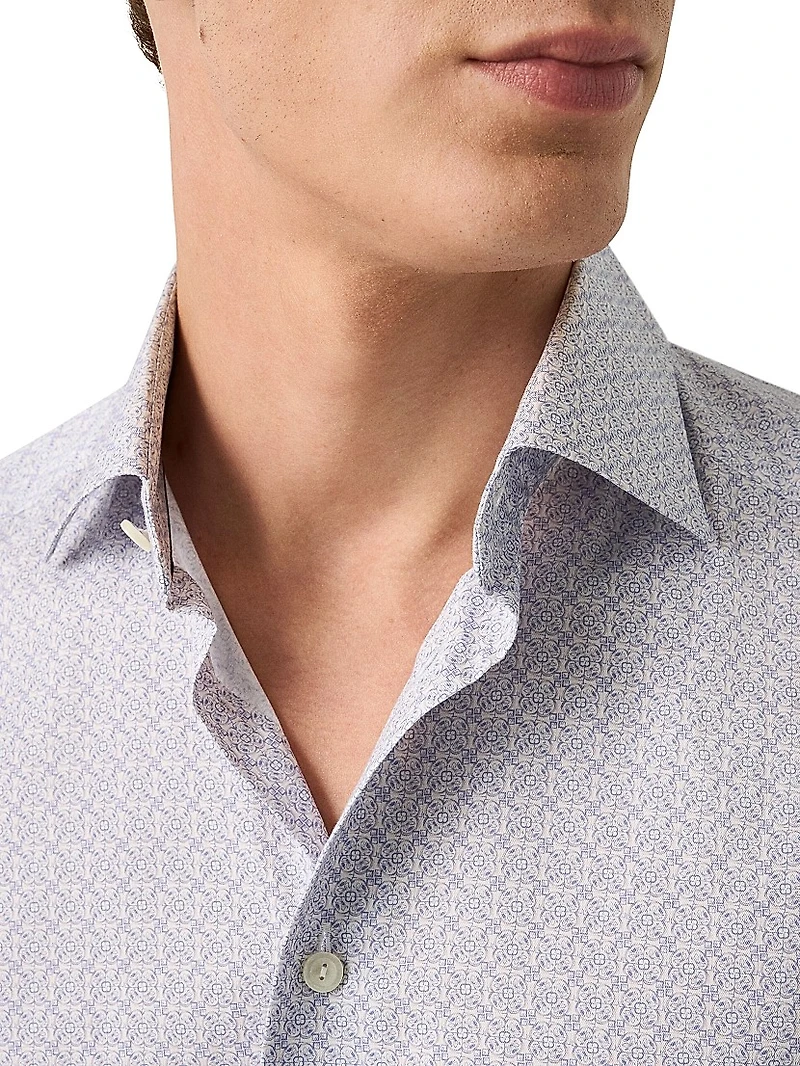 Slim-Fit Geometric Button-Front Shirt