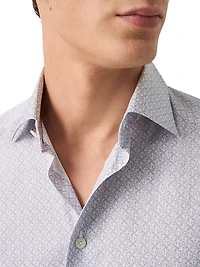 Slim-Fit Geometric Button-Front Shirt