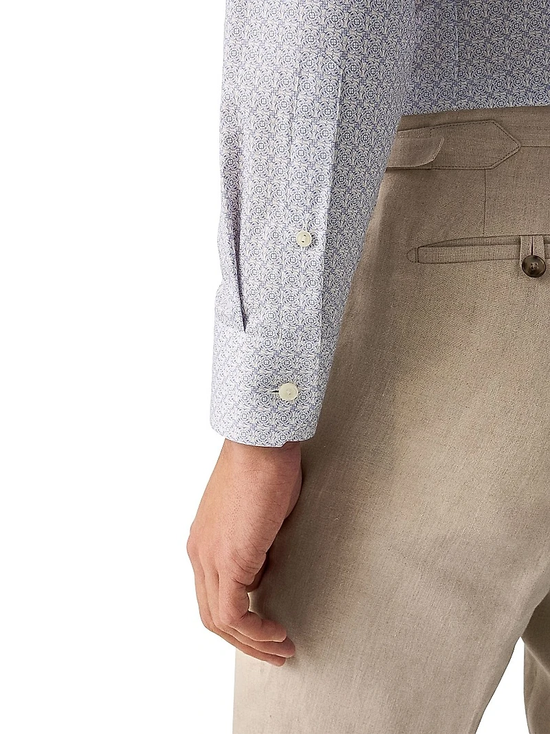 Slim-Fit Geometric Button-Front Shirt