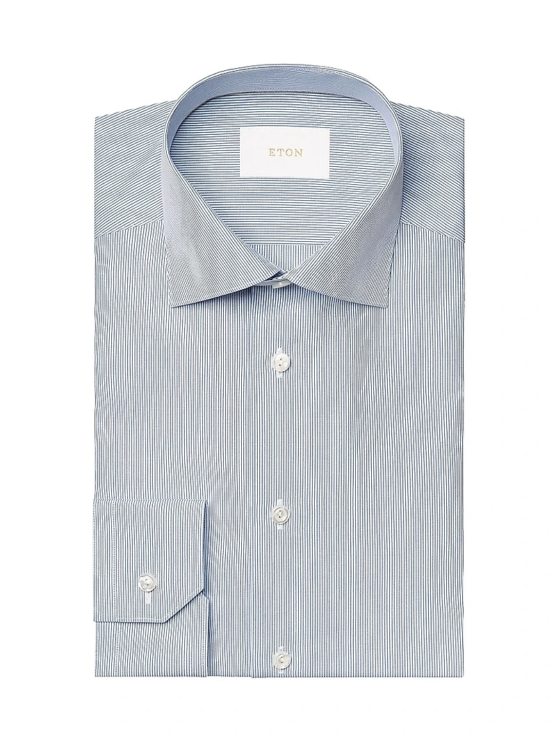 Contemporary-Fit Elevated Striped Button-Front Shirt