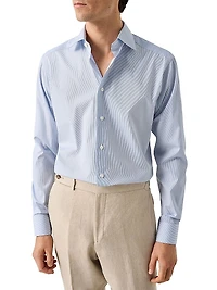 Contemporary-Fit Elevated Striped Button-Front Shirt